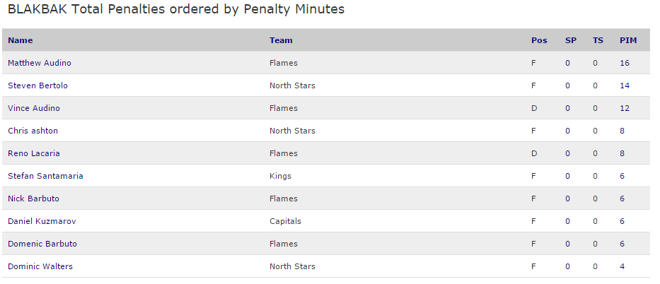 Top Ten Penalty Minutes 9Jun15